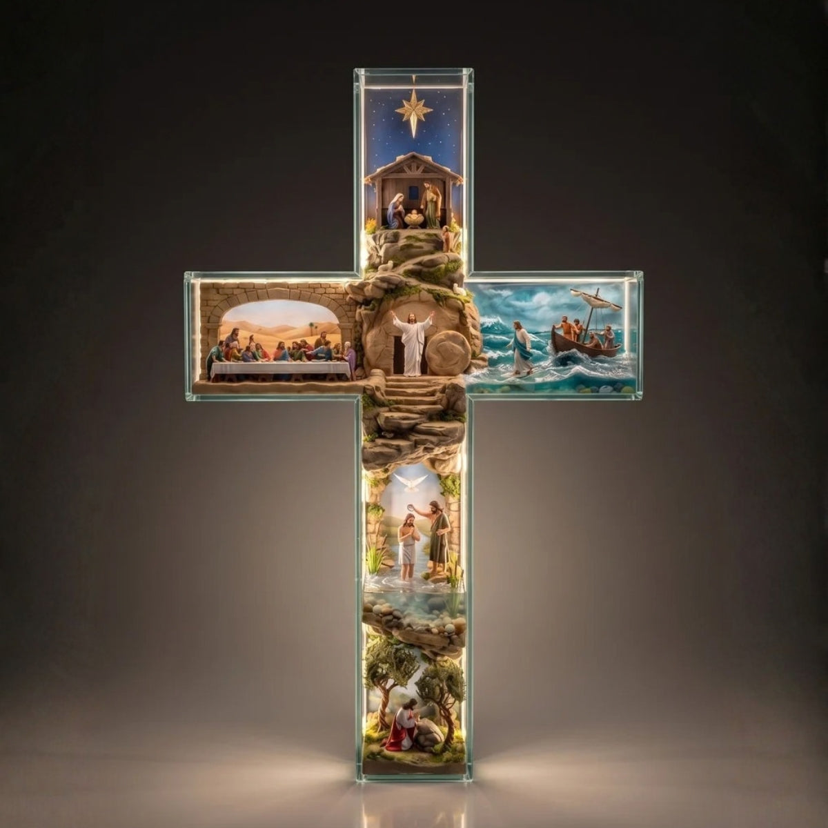 Camino de Luz - Cruz Iluminada con las Escenas de la Vida de Cristo